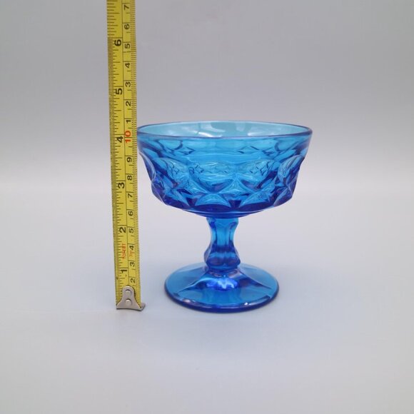 Vintage Noritake Perspective Cobalt Blue Aqua Sherbet Dessert Glasses | Set of 8 - Picture 6 of 9